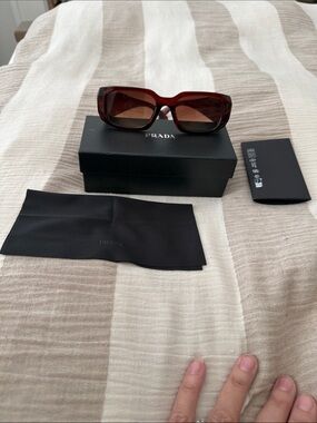 Prada Women’s Rectangular Sunglasses in Tortoise Brown Gradient Lenses